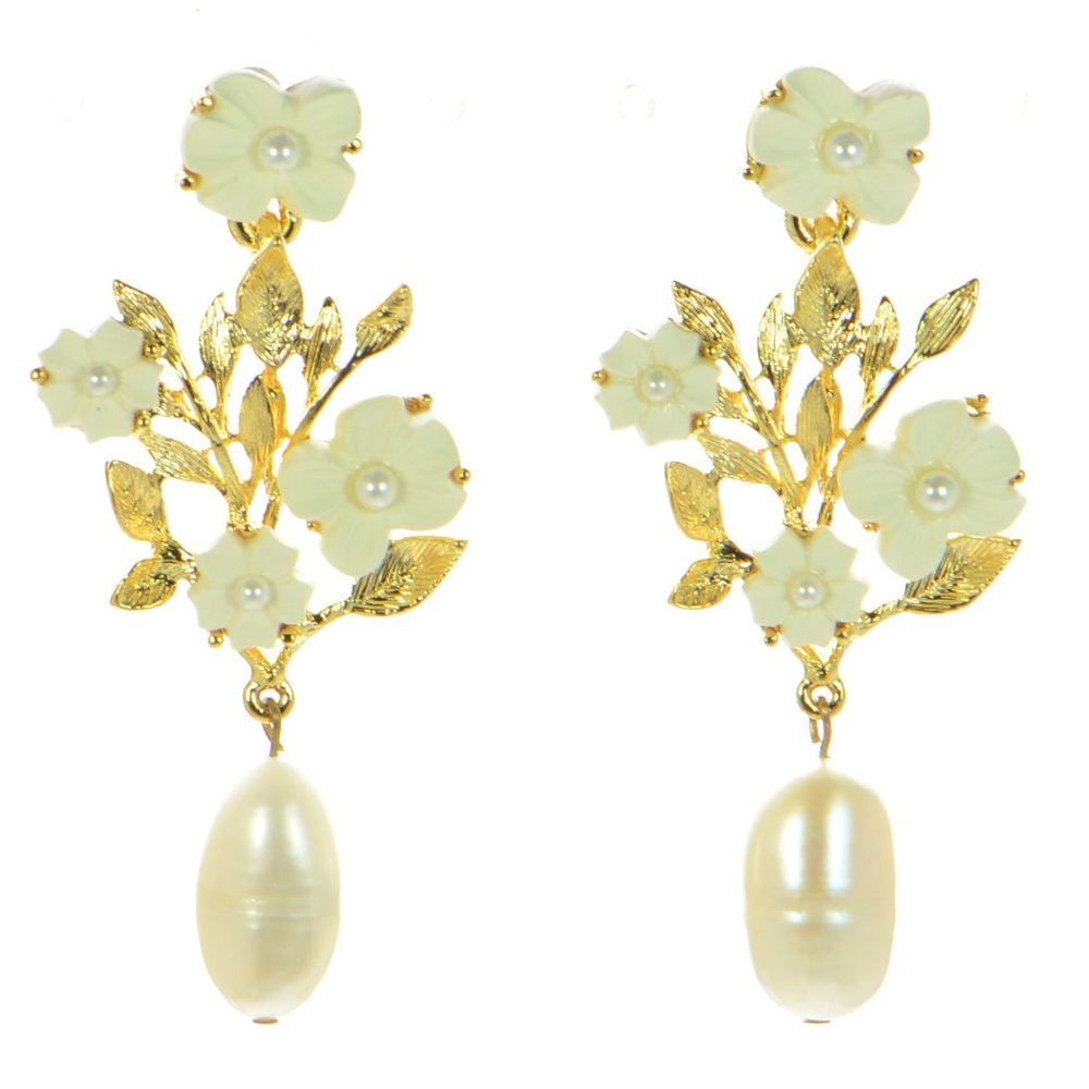 Adam Lippes Buttercup Flower And Pearl Earrings